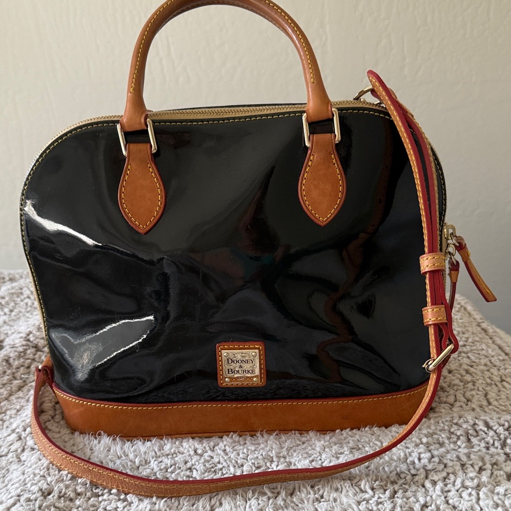 Dooney & Bourke Black and Tan Satchel